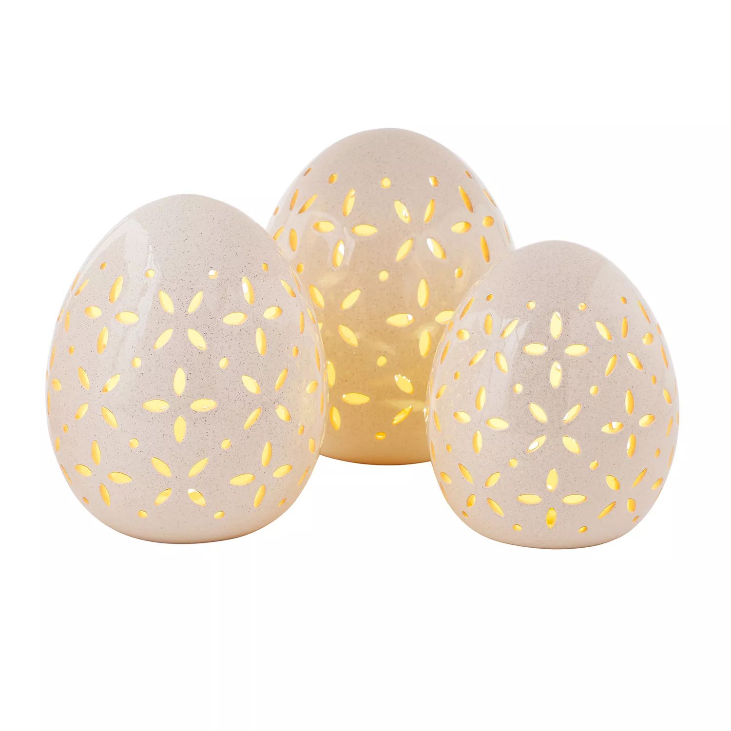 Member's Mark Pre-Lit Set of 3 Ceramic Easter Eggs - White | Sam's Club