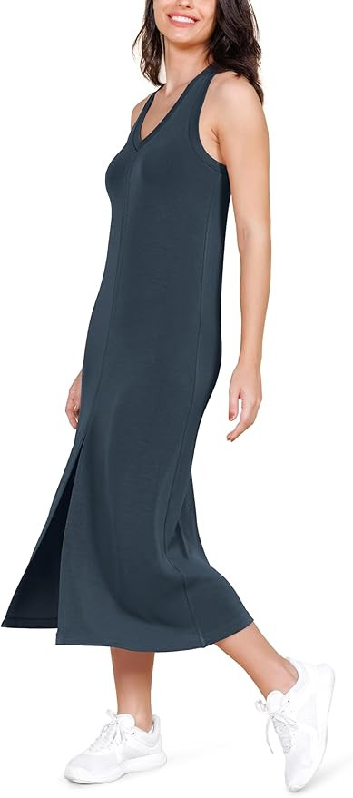 ODODOS Modal Soft Front Split Midi Dress for Women, V Neck Sleeveless Casual Summer Tank Dress | Amazon (US)