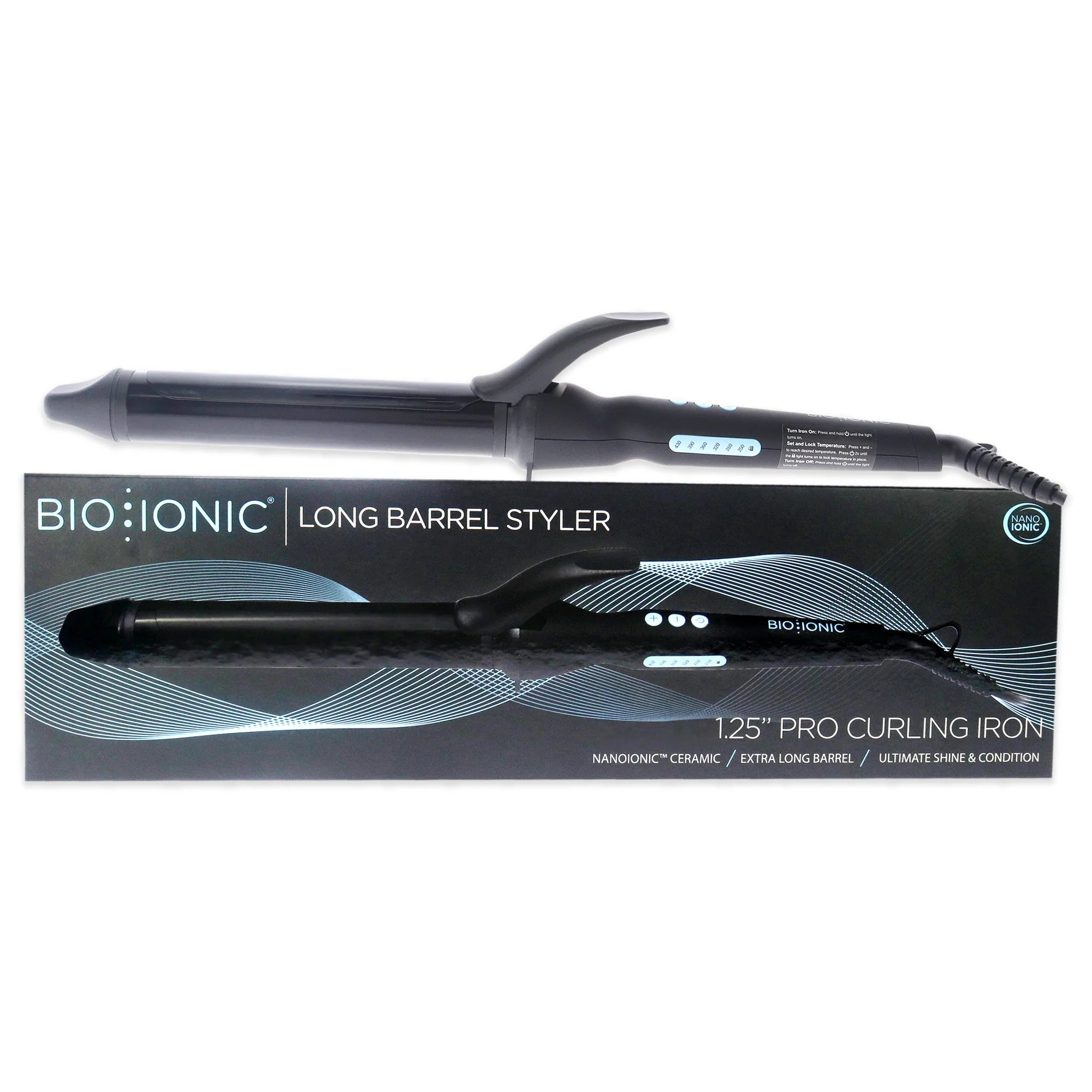 Long Barrel Styler Pro Durling Item - Black Z-FGTST-CL-1.25 by Bio Ionic for Women - 1.25 Inch Curling Iron | Shop Simon