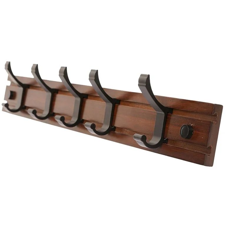 LFhope Coat Rack Wall Mount With Movable 5 Metal Hooks, Wooden Coat Rack Farmhouse Coat Hangers f... | Walmart (US)