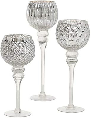 Spectacular Cape Cod Long Stem Candle Holders, 3 Pieces, Silver Mercury Glass, Mix Match Set, Pro... | Amazon (US)