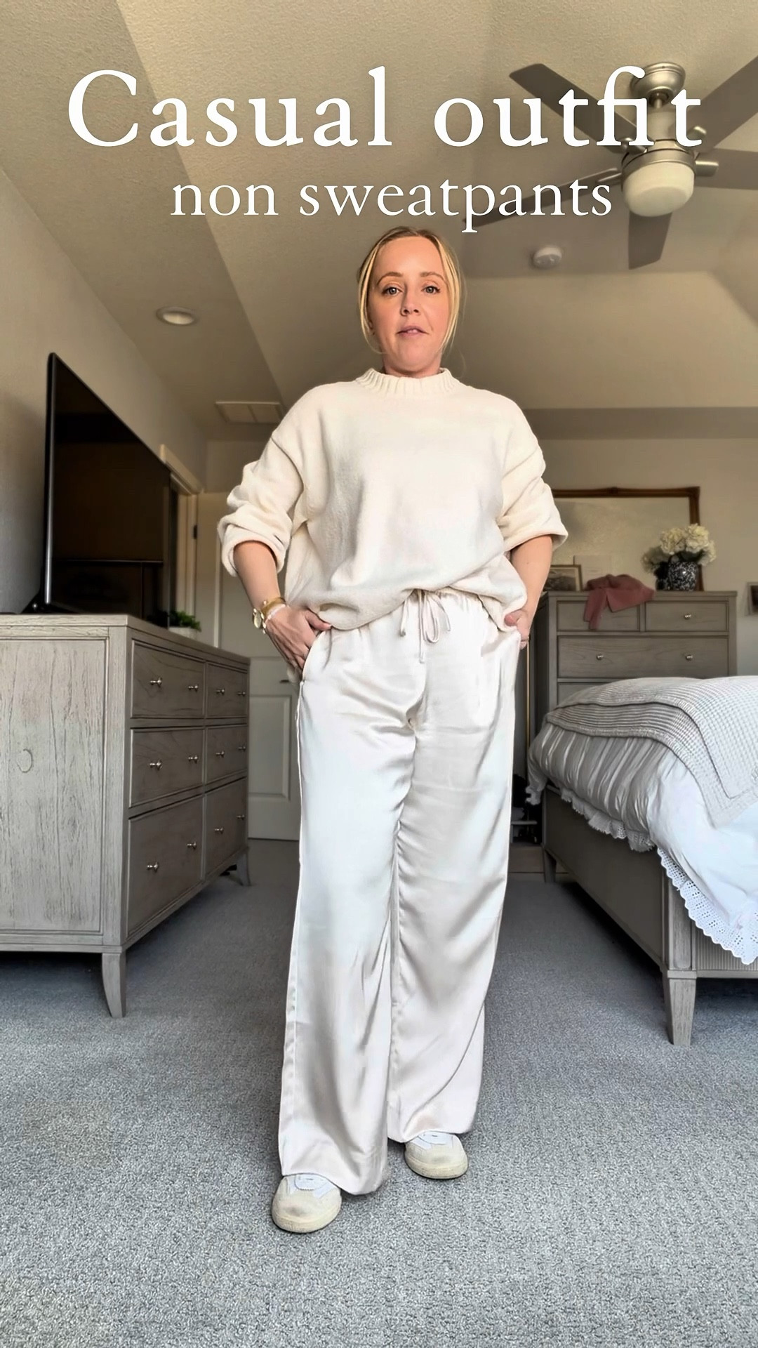 A casual outfit that’s not jeans or sweatpants! These sayin pants come in short length and multiple colors! @abercrombie I’ve been looking at the yellow ones for spring! Small short fits me tts. I wear 38 (7) in Veja sneakers and they fit tts.

Spring outfit, petite, silk pants, petite pants, petite outfit 

#LTKgrwm #LTKootd #LTKPetite