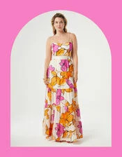 Fabienne Chapot Floral Tiered Dress Orange | Monsoon (UK)