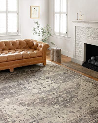 Loloi II Hathaway HTH-05 Printed Steel Ivory Vintage Distressed Oriental Area Rug 7'-6" x 9'-6" | Amazon (US)