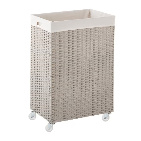 Grey Montauk Rolling Laundry Cart | The Container Store