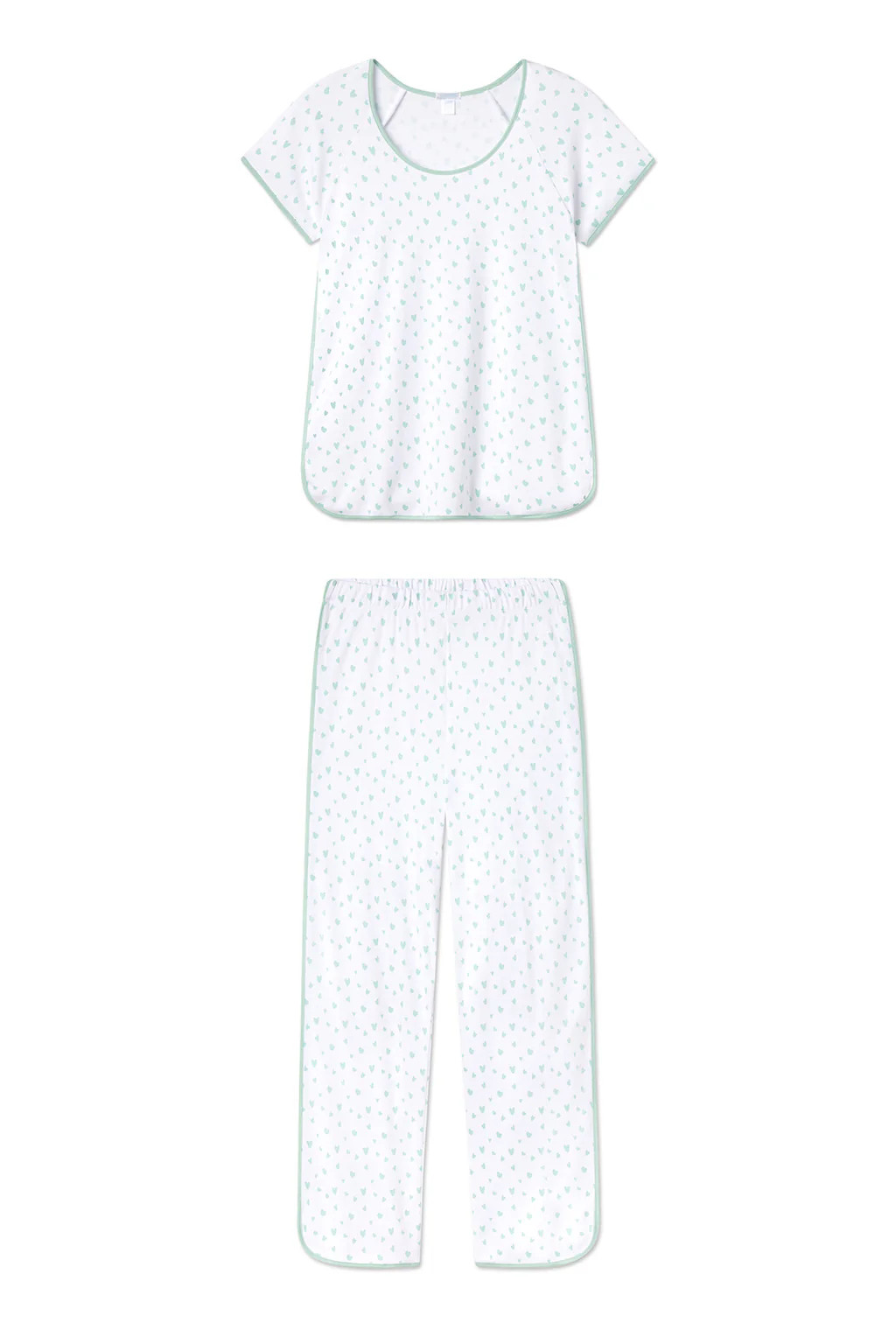 Pima Short-Long Set in Parisian Green Mini Heart | Lake Pajamas