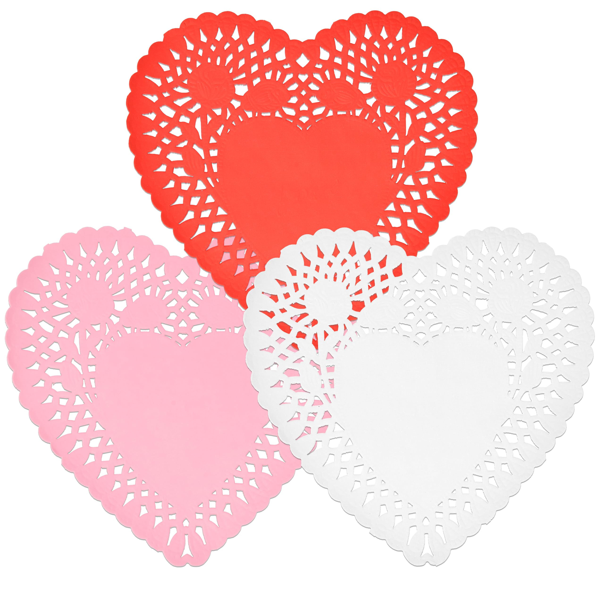 Gift Boutique 120 Count Heart Doilies 8" Red Pink and White Paper Lace Doilies Crafts | Amazon (US)