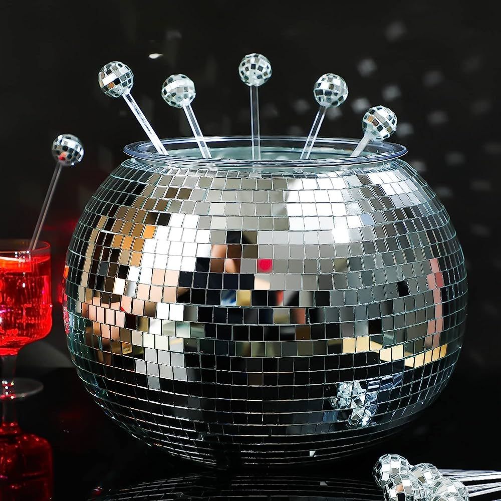 12 Inch Disco Ice Bucket Disco Themed Ice Bucket with 11 Disco Balls Cocktail Stirrers Disco Part... | Amazon (US)