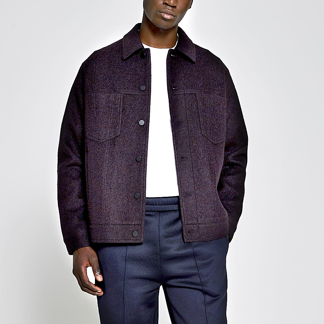 Dark red wool boxy fit western jacket | River Island (UK & IE)
