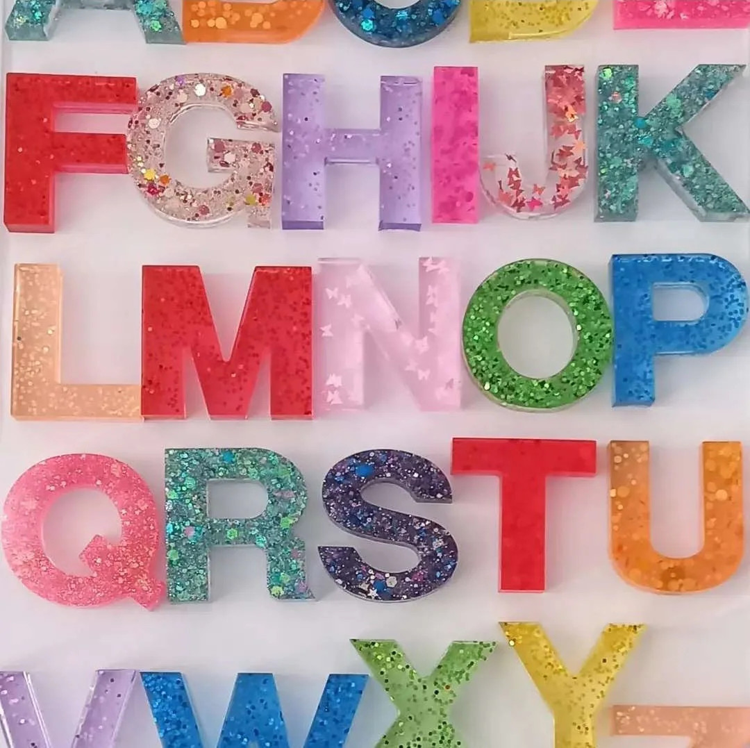 Uppercase ONLY Multicolored Glitter Resin Alphabet - Etsy | Etsy (US)