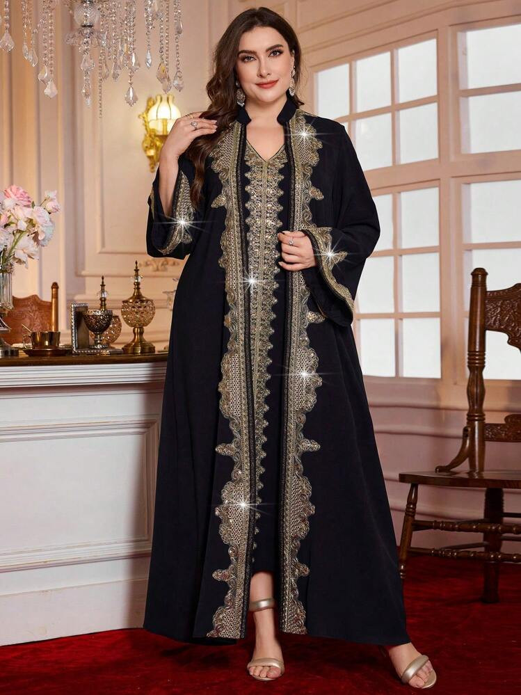£29.75 -49% £59.49               5 / 6    Special Free Shipping Deal £29.75 -49% £59.49 Layrah Plus Size 2 Pieces Set Arabian Style Cloak Maxi Length Embroidered Abaya & Dress, Dubai Luxury Fall Cloth For Women 4.93 (100+) Color: Black Size UK 16 (0XL) 18 (1XL) 20 (2XL) 22 (3XL) 24 (4XL) Size Guide True to Size Not your size? Tell me your size Shipping to United Kingdom  Free Shipping 500 points if late ​Est. Delivery: Feb 16 - Feb 19  Join to get 15X shipping coupon(s) (worth £45.00). Return Policy Shopping Security Safe Payments Privacy Protection Sold by & Ships from Business Trader: SHEIN Reviews (100+) View All 4.93 True to product 4.36 Comfort 4.47 Material 4.34 True to Size  Local Customer Rating 5.00 View Will Repurchase (1) Fast Logistics (1) Highly Recommend (1) Routed Neatly (1) Good Push-Up (1) Exquisite High Grade (1) Nice Color (1) Runs Large (1) n***0 Apr 13, 2025 Color: Black / Size: 2XL very good quality and good quality and good quality and good quality and good quality and good quality and good quality and good quality and good quality and good quality and good quality and good ...More  Helpful (8) n***9 Sep 29, 2025 Color: Black / Size: 4XL Product quality: Great material came eraly ! Top !  Helpful (1) 4***4 Mar 31, 2025 Color: Black / Size: 3XL  Product quality: good Fit: fit OK True to product images: yes Smell description: good ...More  Helpful (8) z***9 Oct 1, 2025 Color: Black / Size: 1XL Amazing Abaya and fast delivery  Helpful (2) Description • Appliques,Embroidery,Tape • Notched • Wedding   Model is wearing:1XL Height: 67.3  Bust: 40.9  Waist: 31.5  Hips: 47.6     Layrah  4.88 28K Followers  4K+ Repurchase  Sales surge 594%  Follower surge 567%  This store is selected as a 「Trends Store」 Follow All Items  £35.49  £38.49  £34.19  £28.99  £45.99  £42.74  £31.99  £48.14  £23.99  £30.49 View More You May Also Like Recommend Underwear & Sleepwear Apparel Accessories Shoes Sports & Outdoor Jewelry & Watches Bags & Luggage   4  Save £7.00  #CeremonialCoat -23% Cravure Plus Size Foil Print Turndown Collar Long Sleeve Cinched Waist A-Line Double Breasted Long Jacket, Elegant For Party, Outing, Gathering, Dinner 100+ sold £22.49 £22.49£22.49    10  Gownix -16% Before 15:59 Gownix Plus Size Women's Fashion Elegant Party Outfit - Black Patchwork Metallic Pleated Contrast Design V-Neck Long Sleeve Asymmetric Hem Top + Fitted Straight Leg Pants Set/Winter £27.89 £27.89£27.89    13   GlowEve CURVE -17% Before 15:59 GlowEve CURVE 2pcs Plus Size Women Sleeveless Top And Casual Loose Pleated Wide Leg Pants Set 400+ sold £19.79 £19.79£19.79     #3D Floral Gown -6% Elenzga 2pcs Plus Size Women's Set: Floral Chiffon Long Sleeve V-Neck Top With Belt And Slim Fit Ankle Pants Fall Cloth For Women 100+ sold £26.99 £26.99£26.99    4   #CeremonialCoat -17% Before 15:59 Elenzga Plus Size Women 2pcs Set Leopard Print Chiffon V-Neck Long Sleeve Top With Belt And Skinny Pants Fall Cloth For Women 100+ sold £21.14 £21.14£21.14      Save £5.38 -26% SHEIN Clasi 2pcs Women Off Shoulder Tie Waist Chiffon Wide Leg Pants Set, Spring/Summer £14.61 £14.61£14.61  SHEIN Info Free Shipping Info Free Return - 60days Clearpay Klarna Privacy Policy Social Responsibility     49% OFF! Add to Cart  | SHEIN