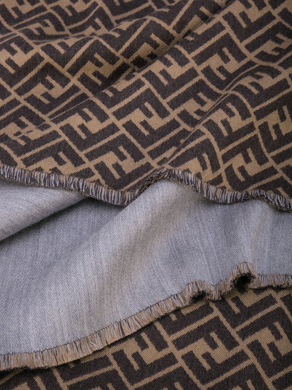 Ff Monogram Wool Scarf Brown/grey | The Webster