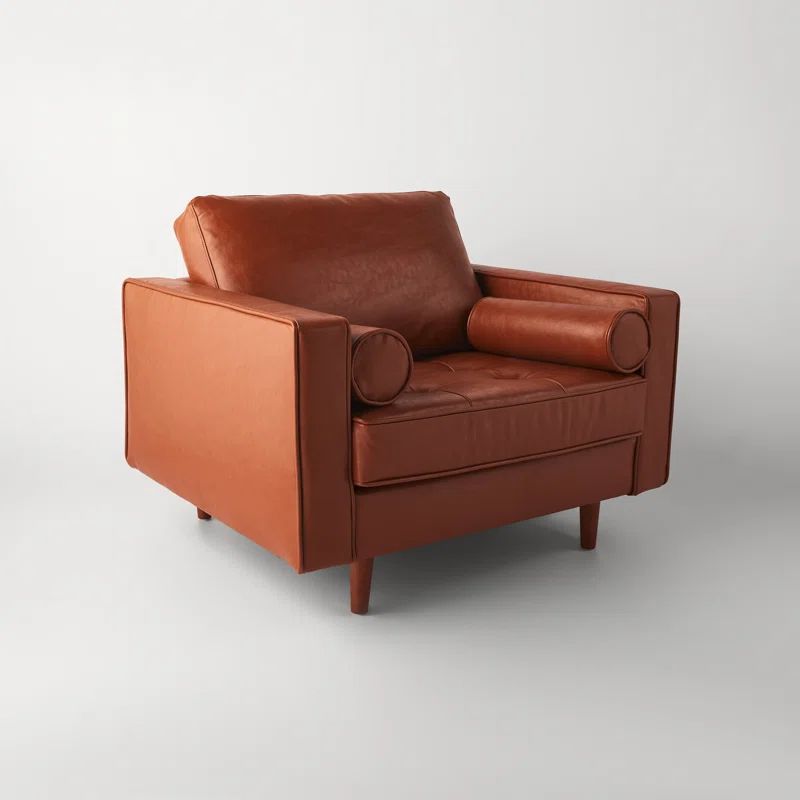 Hailee 41.5" W Tufted Genuine Leather Cowhide Armchair | Wayfair Professional