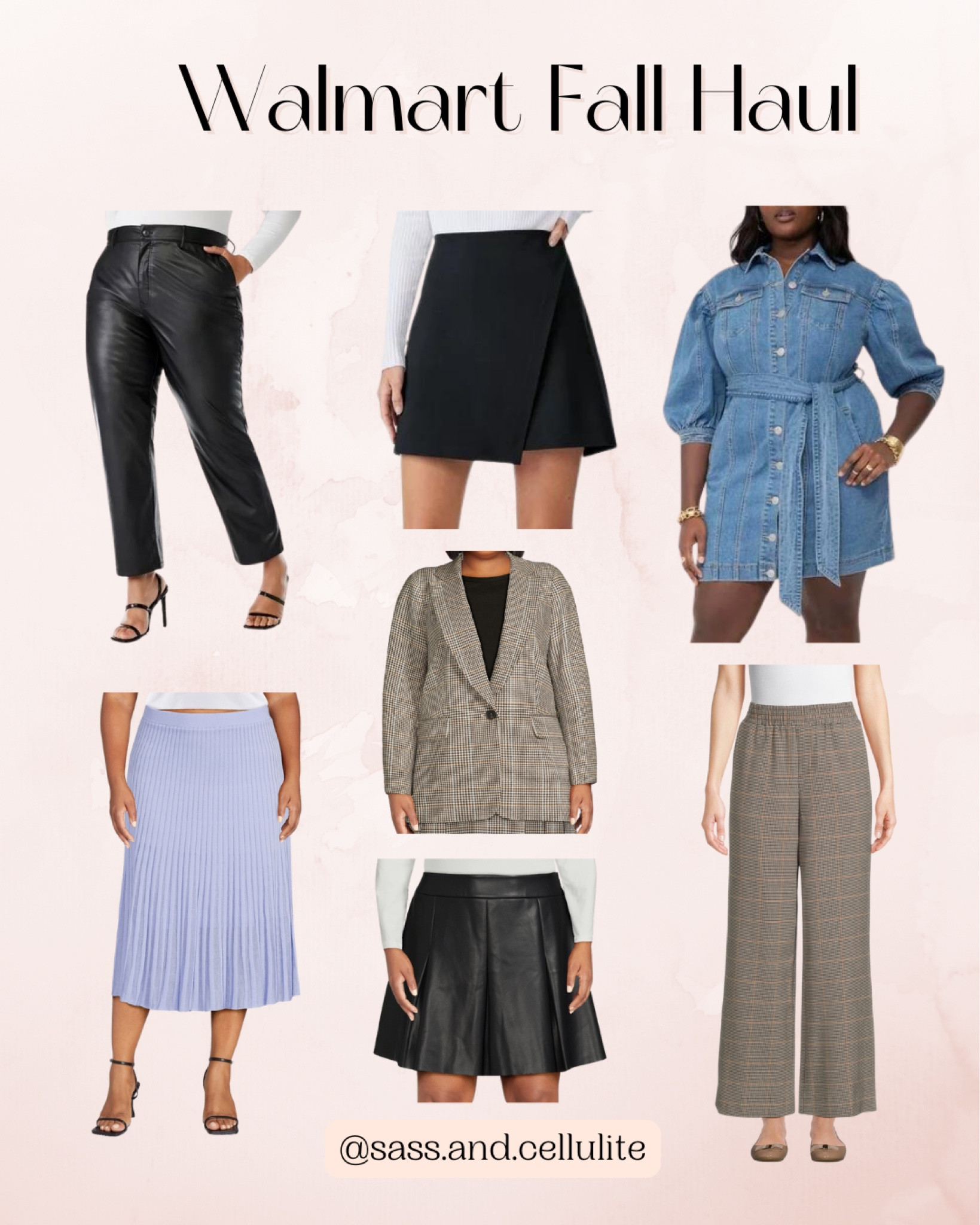 Walmart Fall fashion try-on! Got size XL in everything which is their 16-18! The denim dress I got a size 16 and the leather pants I got both 16 & 18 and the 18 fits better but neither were a perfect fit   

#LTKplussize #LTKmidsize #LTKSeasonal