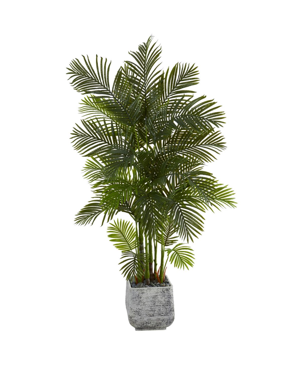 Nearly Natural 75in. Areca Palm Artificial Tree in White Planter | Macys (US)