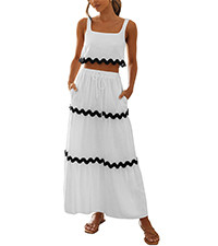 PRETTYGARDEN Women's Summer 2 Piece Beach Outfit Casual Sleeveless Cropped Tank Top High Waisted ... | Amazon (US)