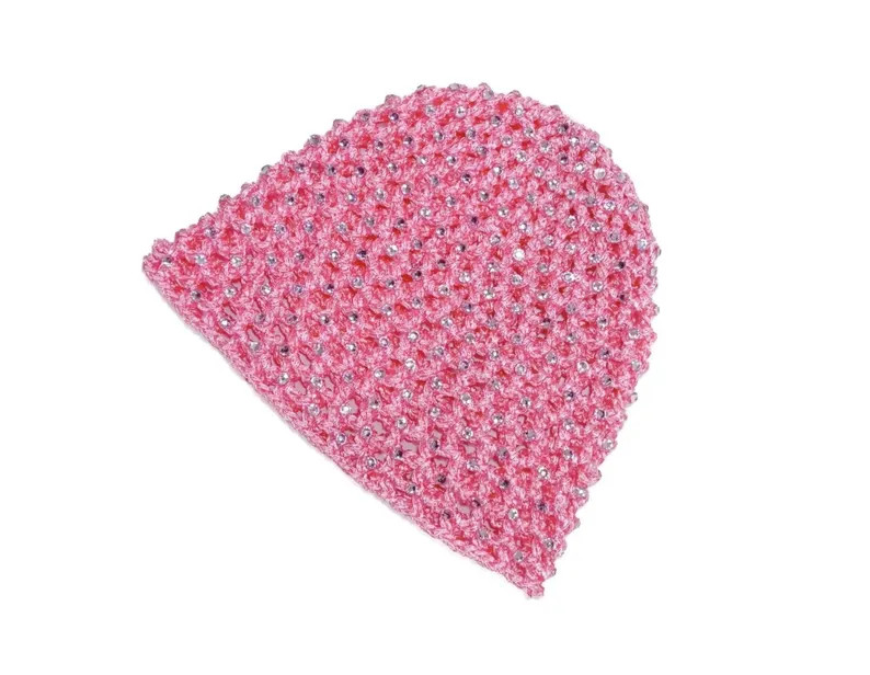 100% Viscose Hand-crocheted Skull Cap Hat | Super Crystal Sparkle | PINK SATIN L - Etsy UK | Etsy (Global)