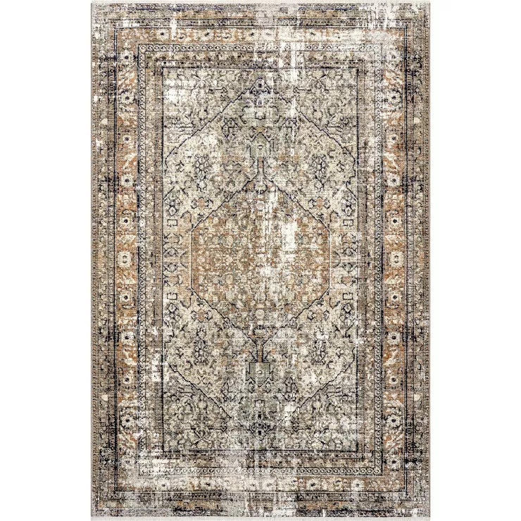 nuLOOM Charvi Distressed Medallion Fringe Area Rug | Target