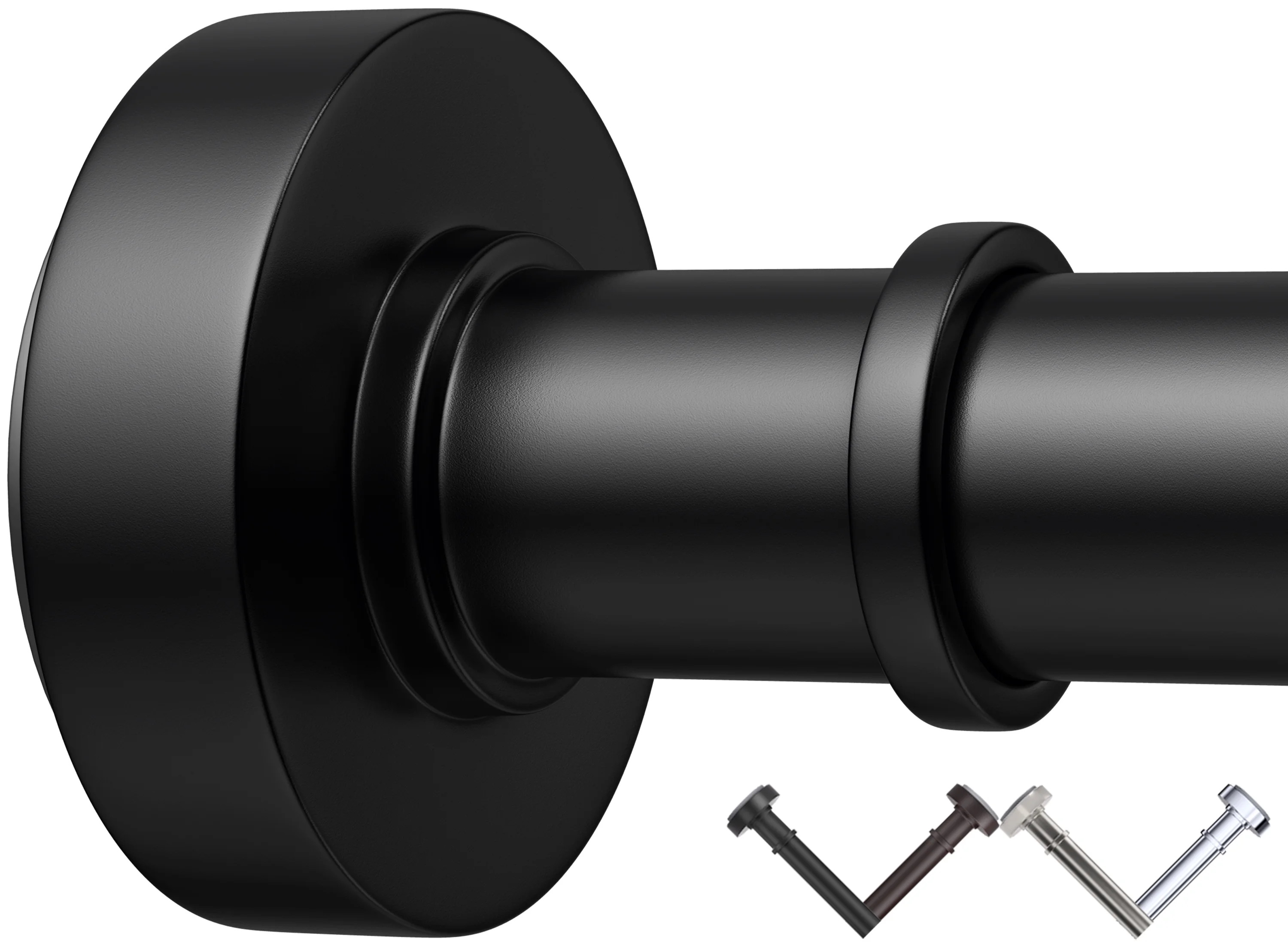 BloomFlower Black Shower Curtain Rod,43''-72'',Never Rust,Never Slip,No Drill,Matte,Adjustable Te... | Walmart (US)