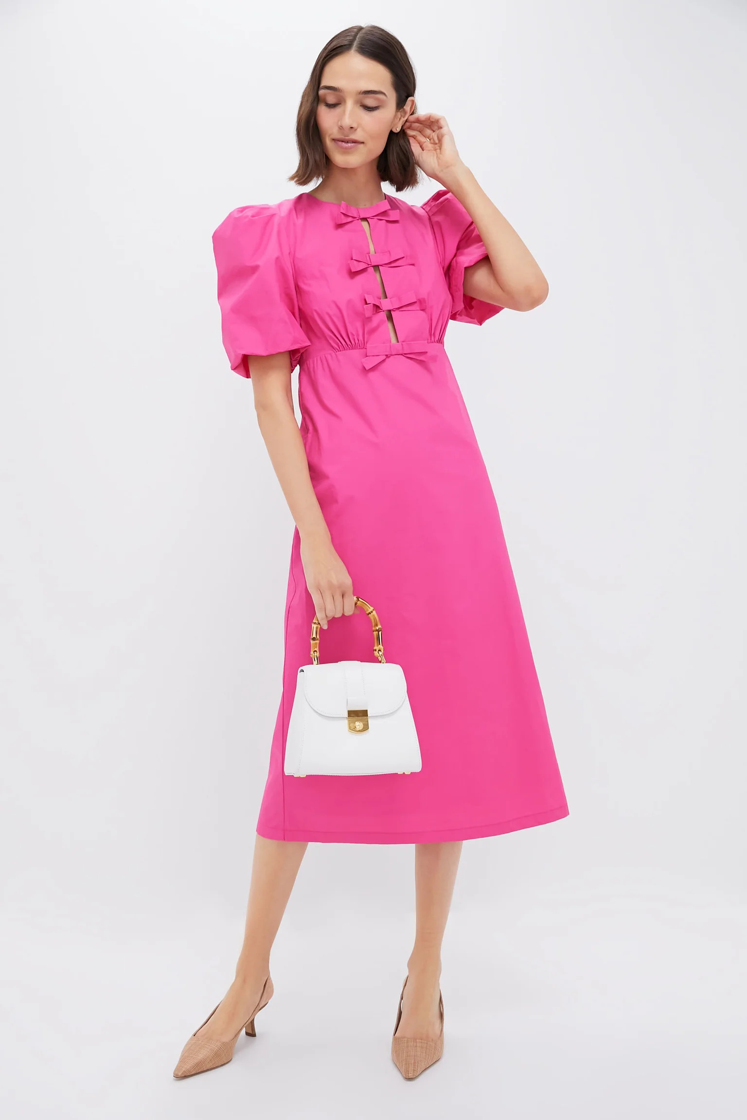 Bright Pink Bows Keelin Midi Dress | Tuckernuck (US)