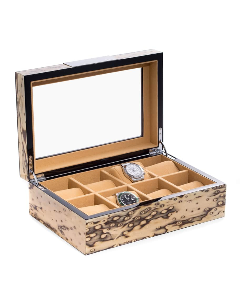 Bey-Berk Men's Exotic Ice Lacquered Burl Wood 8-Watch Storage Box | Neiman Marcus