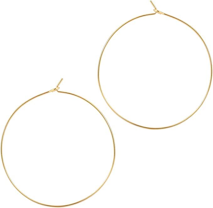 ESMATOO Thin Gold Hoop Earrings for Women - Hypoallergenic Lightweight Gold Hoop Earrings Dainty ... | Amazon (US)