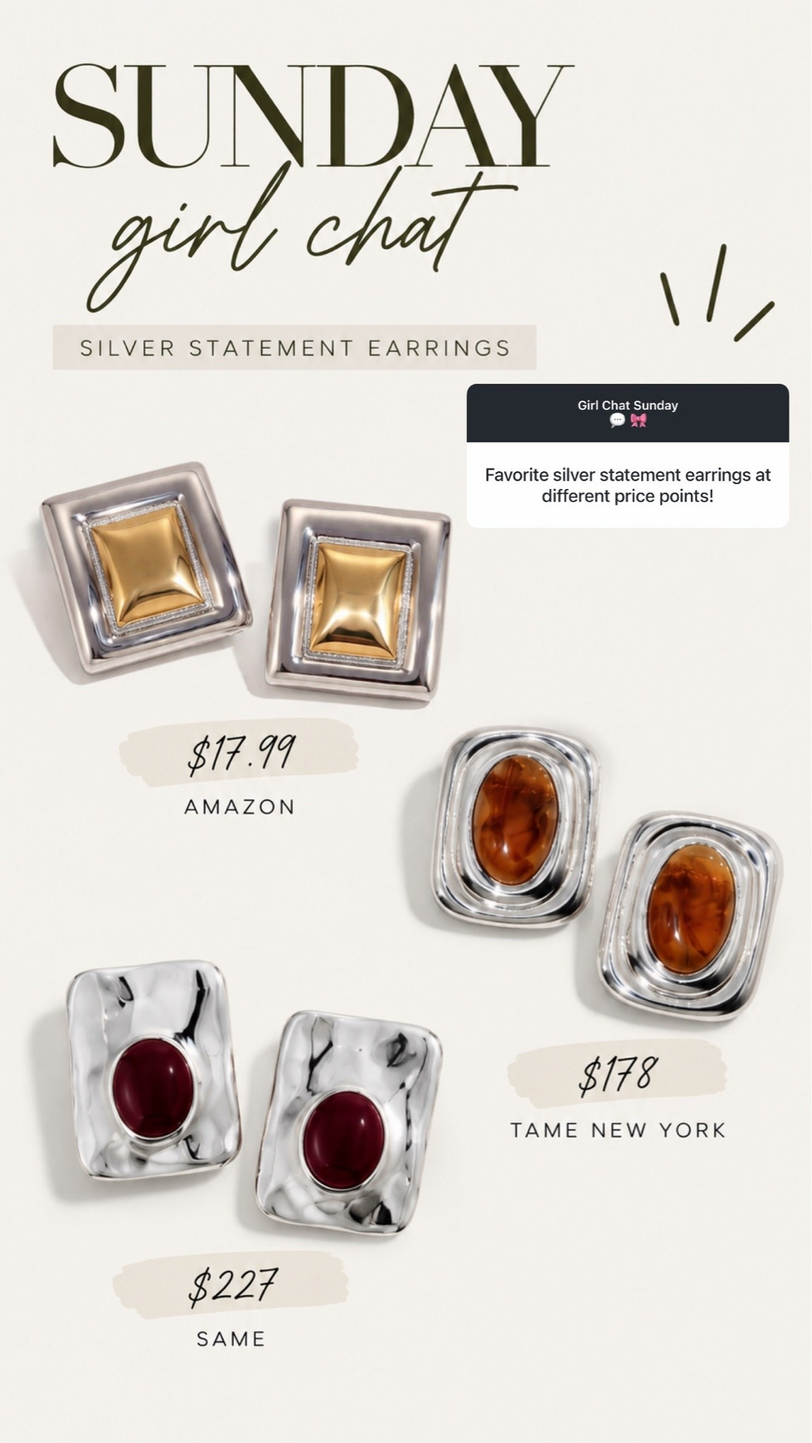 These silver statement earrings fit well with a simple look, so keep the rest of your outfit clean and clear 👌🏻