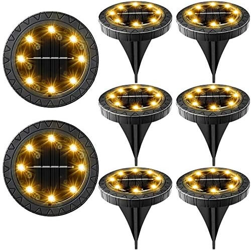 Solar Ground Lights - 12 Pack 8LED Solar Garden Lights Outdoor Waterproof Sidewalk Disk Bright In... | Amazon (US)