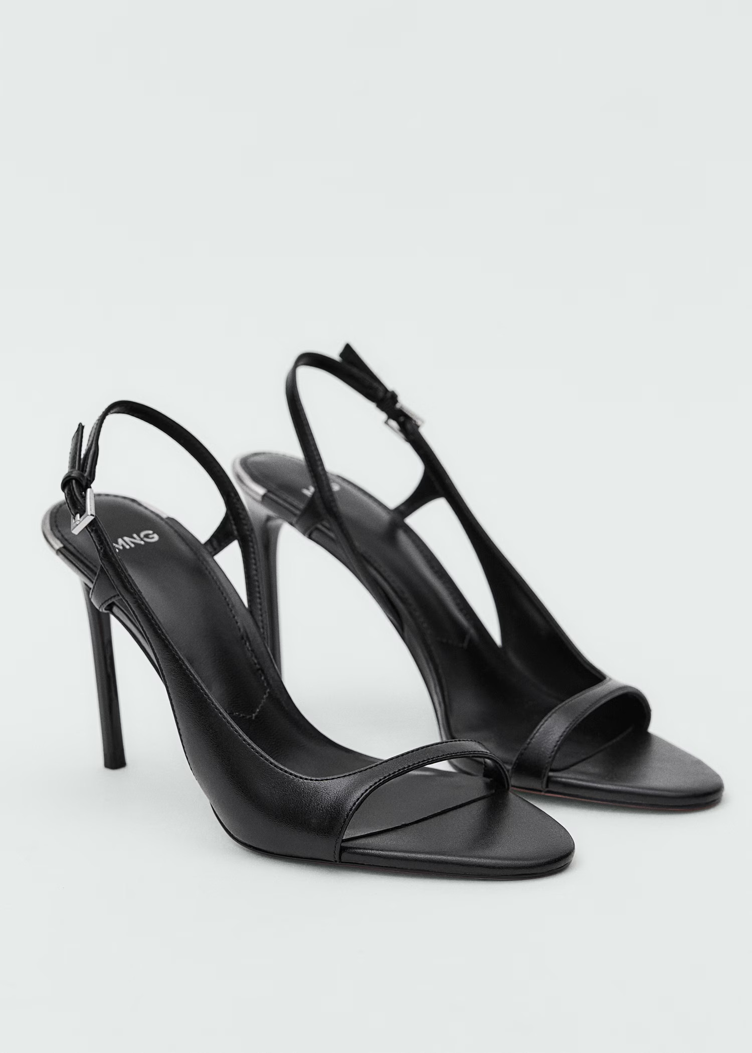 Leather sandals with asymmetrical heel - Women | MANGO USA | Mango (US/MX/AU)