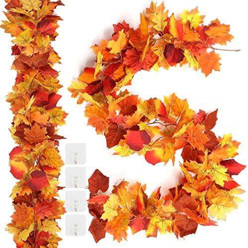 Joyhalo 2 Pack Fall Garland - Fall Leaves Garland,Fall Leaf Garland,Autumn Maple Leaf Garland Han... | Amazon (US)
