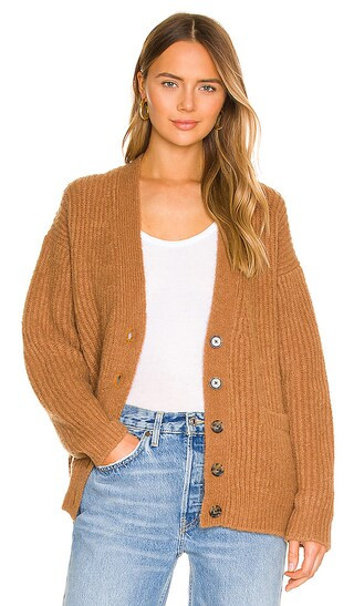 90s Oversized Cardigan in Caramel | Revolve Clothing (Global)