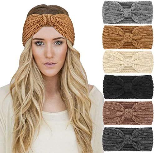 DRESHOW Crochet Ear Warmer Headband Soft knit Turban Stretch Headbands Warmer for Women Winter | Amazon (US)