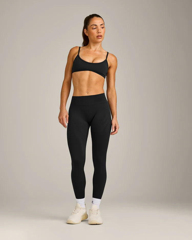 EnhanceLift\u2122 Seamless Minimal Bralette with Gray Logo 
 Black | Oner Active (UK / US)