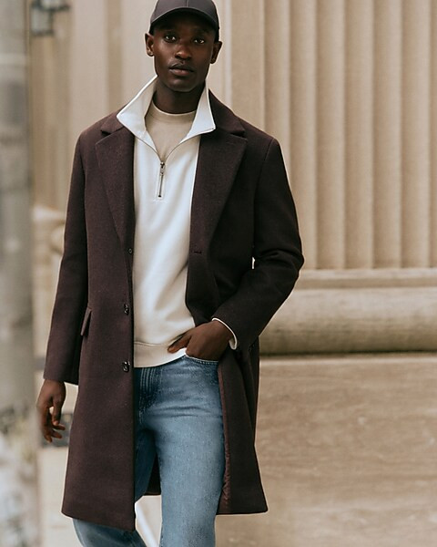 Brown Wool-Blend Topcoat | Express