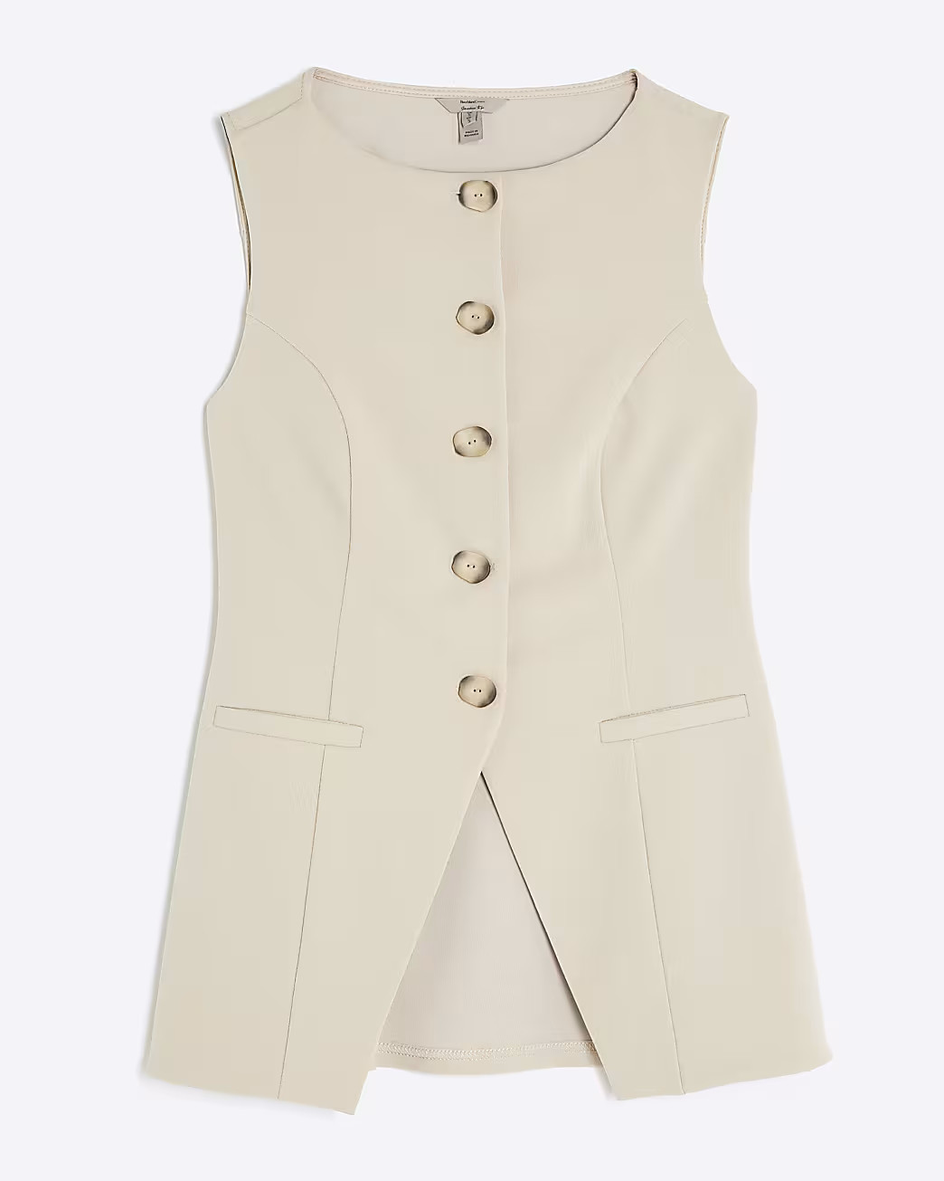 Beige Sleeveless Boat Neck Waistcoat | River Island UK & IE