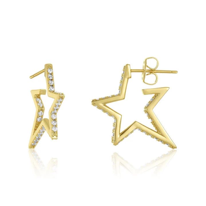 1" Caroline Pave Star Huggie Earrings | Melinda Maria