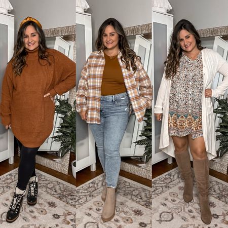 Thanksgiving outfit vibes! Whether your a casual thanksgiving outfit girlie or a little more dressed up, there’s something for you!

Tunic sweater
Rust orange
Skinny jeans
Black leggings
Flannel
Knee high boots
Midsize
Curvy 
Fall boots

#LTKSeasonal #LTKmidsize