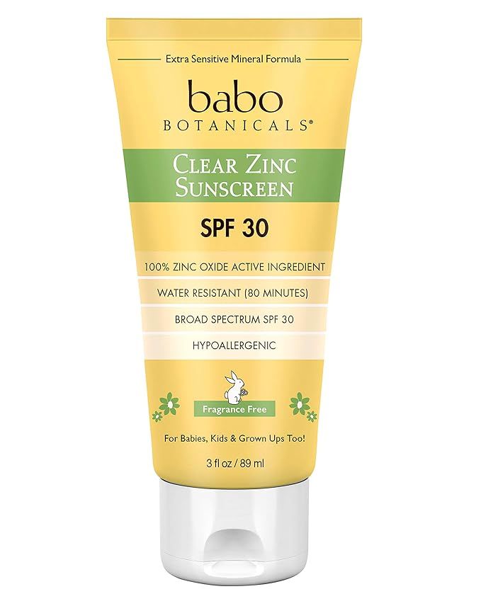 Babo Botanicals Zinc Sunscreen Lotion SPF 30 with 100% Mineral Actives, Non-Greasy, Water-Resista... | Amazon (US)