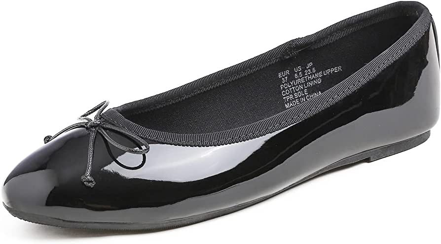 FEVERSOLE Women's Macaroon Colorful Memory Foam Cushion Insock Patent Ballet Flat Black Size 8 M ... | Amazon (US)