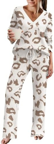 Ekouaer Womens Pajama Sets Fuzzy Fleece Sleepwear Long Sleeve Pjs 2 Piece Lounge Set Fall Outfits... | Amazon (US)