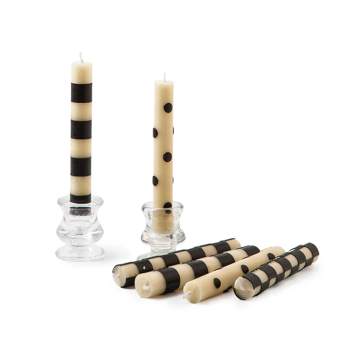 Mini Black And Ivory Dinner Candles Set Of 6 (Set of 6) | Perigold