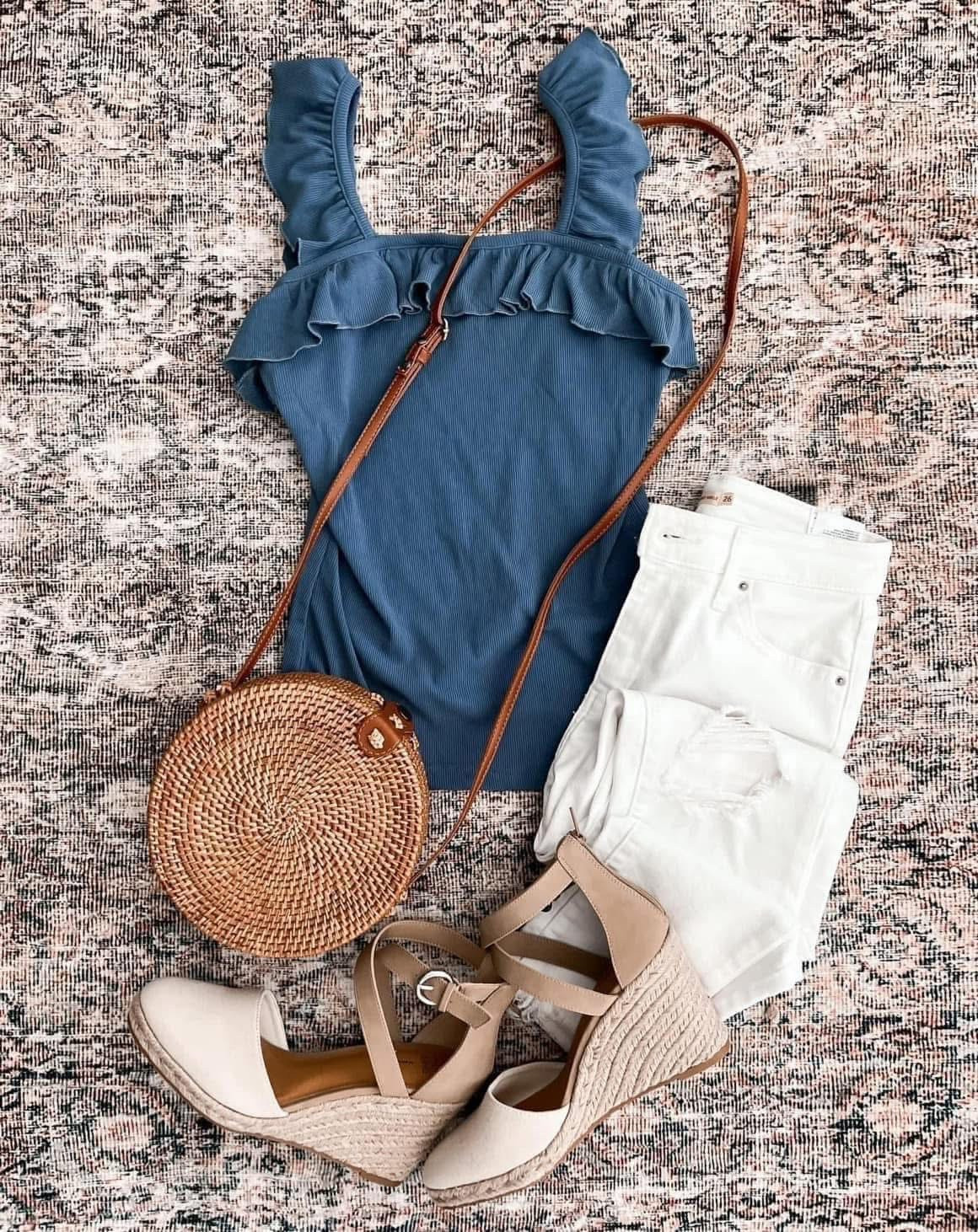 Ahhh! Have and love this ruffle top.

@amazon #ltkwomens #ltkfinds #amazonfashion #ruffletop #whitedenim #strawpurse 

 #LTKootd #LTKSeasonal