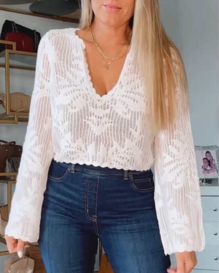 Obsessed with this knit top from Revolve with these cute jeans! Such a good and simple fall outfit 

Fall outfit, fall style, teacher outfit, work outfit, concert outfit, night out 

#LTKU #LTKover40 #LTKstyletip