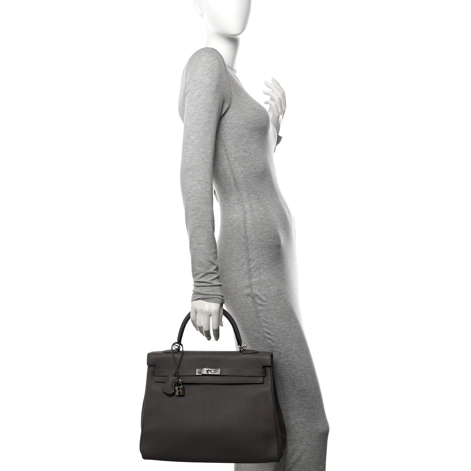 Togo Kelly Retourne 35 Etain | FASHIONPHILE (US)