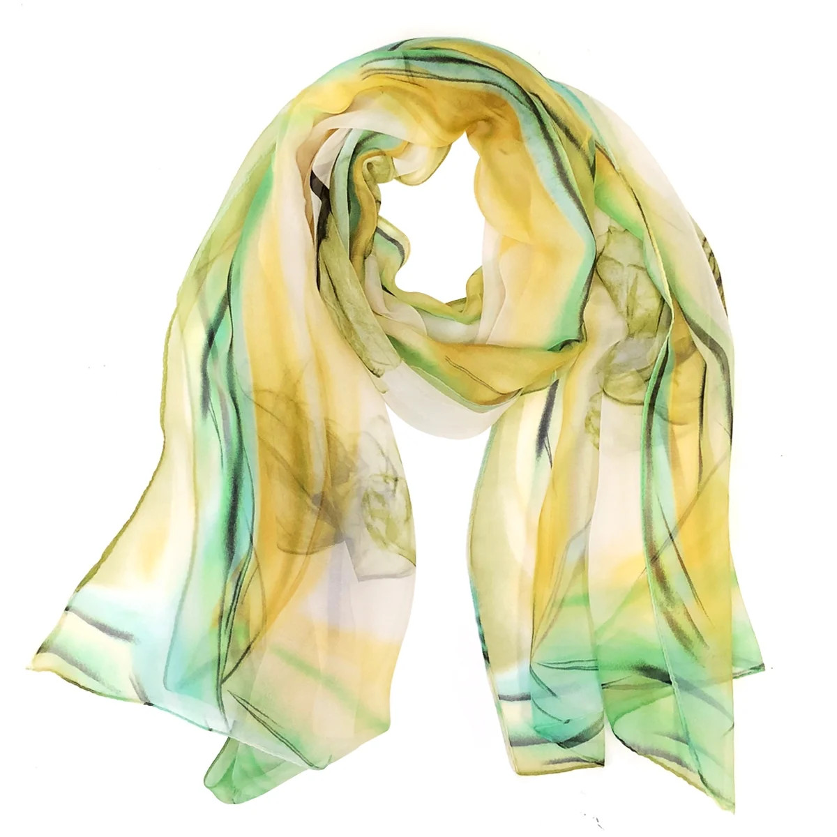 Wrapables® Lightweight Sheer Silky Feeling Chiffon Scarf, Green Floral | Walmart (US)