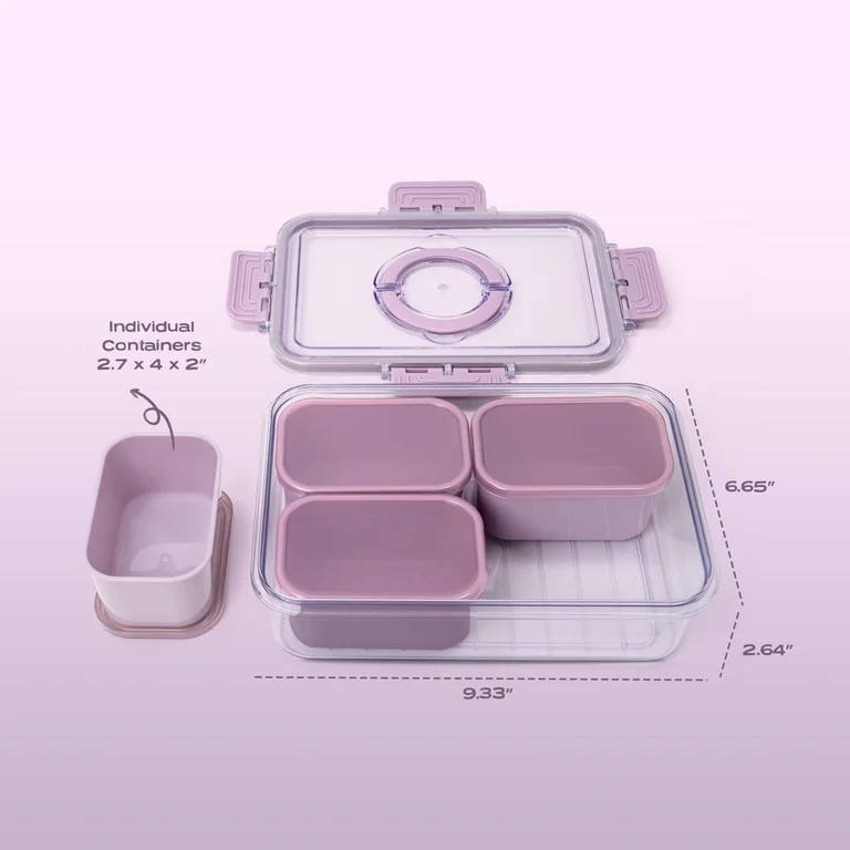 Cook with Color 4-Compartment Mini Snack Box Food Storage Carrier and Container, Charcuterie Cont... | Walmart (US)