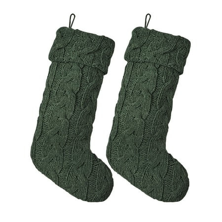 My Texas House Monte Green Cable Knit Christmas Stockings, 20" x 10" (2 Count) | Walmart (US)