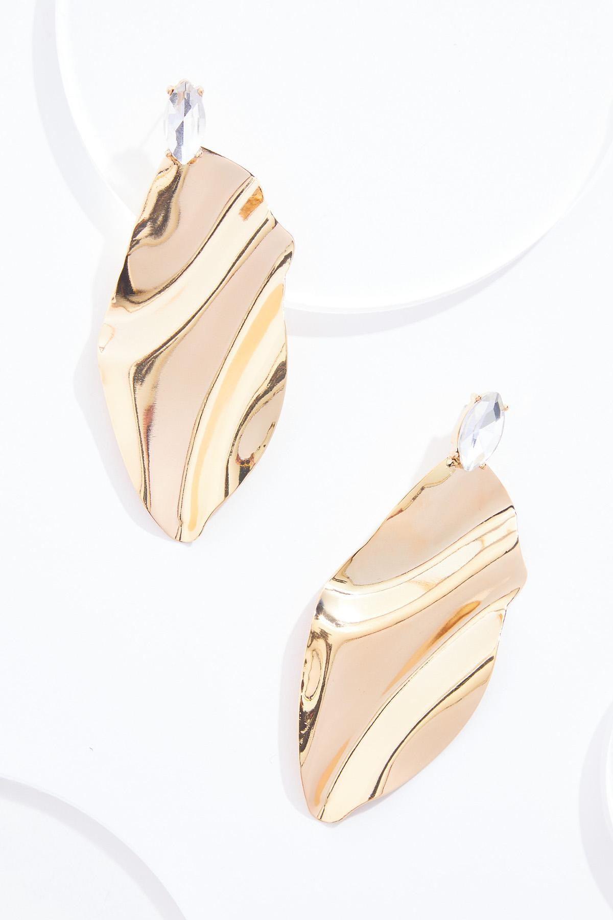 Crinkled Gold Statement Earrings | Cato Fashions