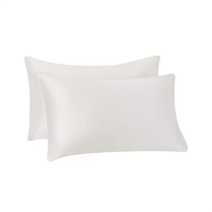 Amazon Basics Satin Pillowcases for Hair and Skin, Envelope Closure - Ivory, Standard, Pack of 2 | Amazon (US)