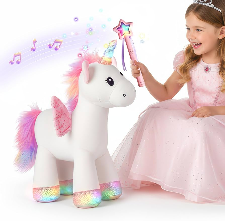 iPlay, iLearn Plush Magic Unicorn Toy W/Remote Control Fairy Magical Wand, Girl Music Unicorn Stu... | Amazon (US)